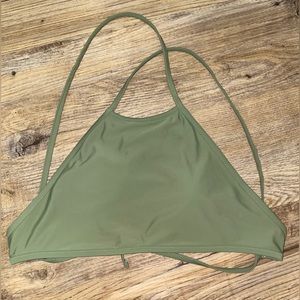 Aerie High Neck Bikini Top Olive green Medium